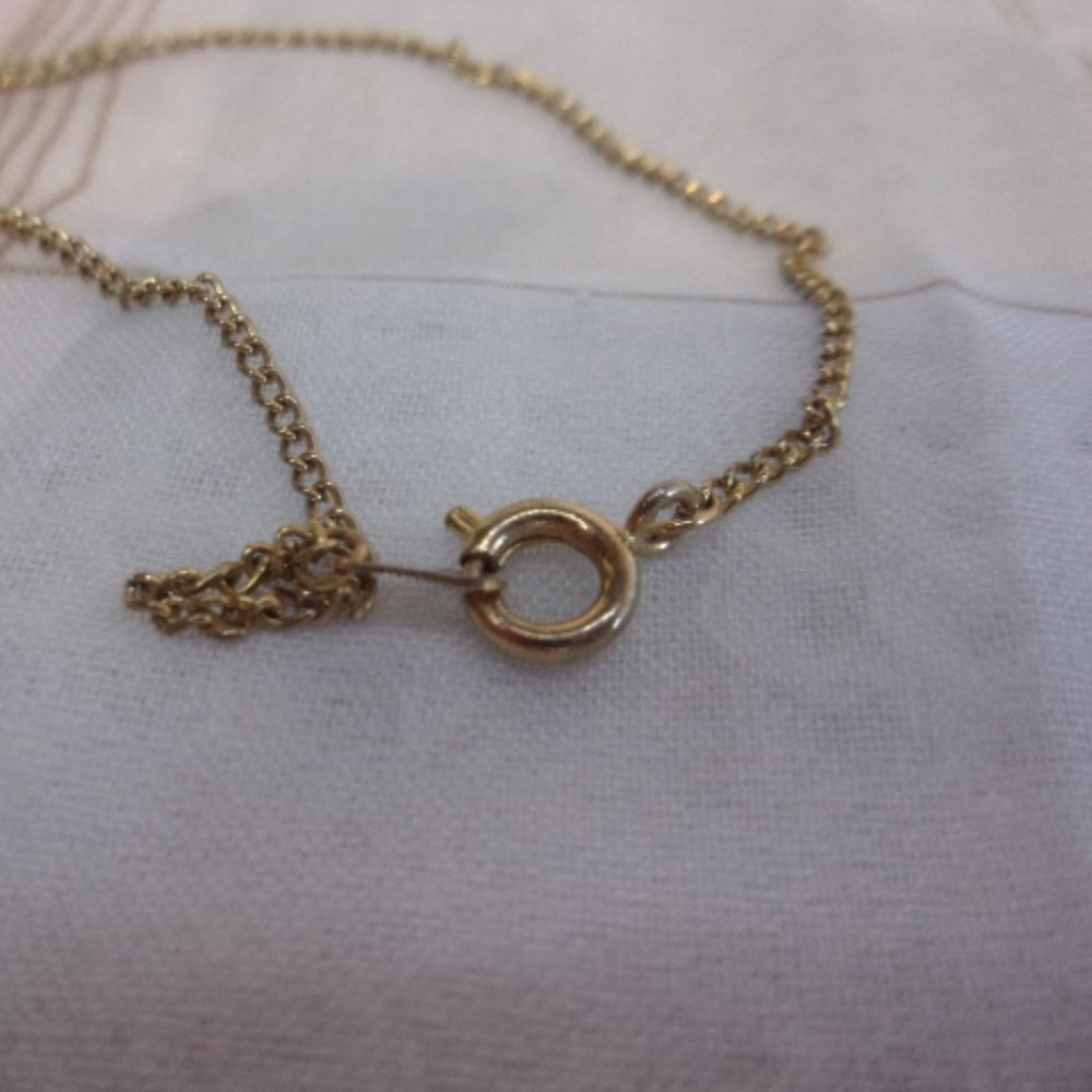 Faux Opal Gold Tone Heart Pendant Necklace 18" L - Picture 8 of 8